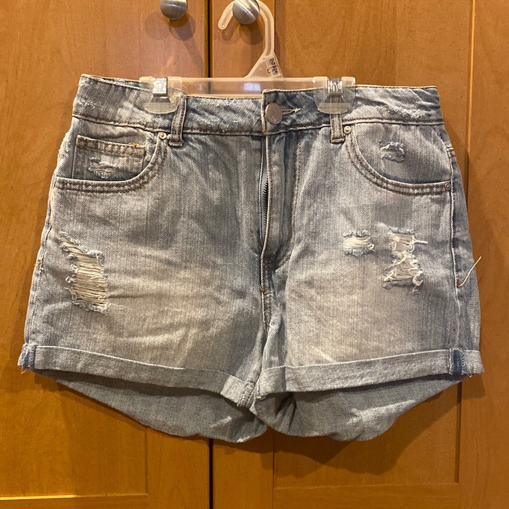 Light wash denim shorts
